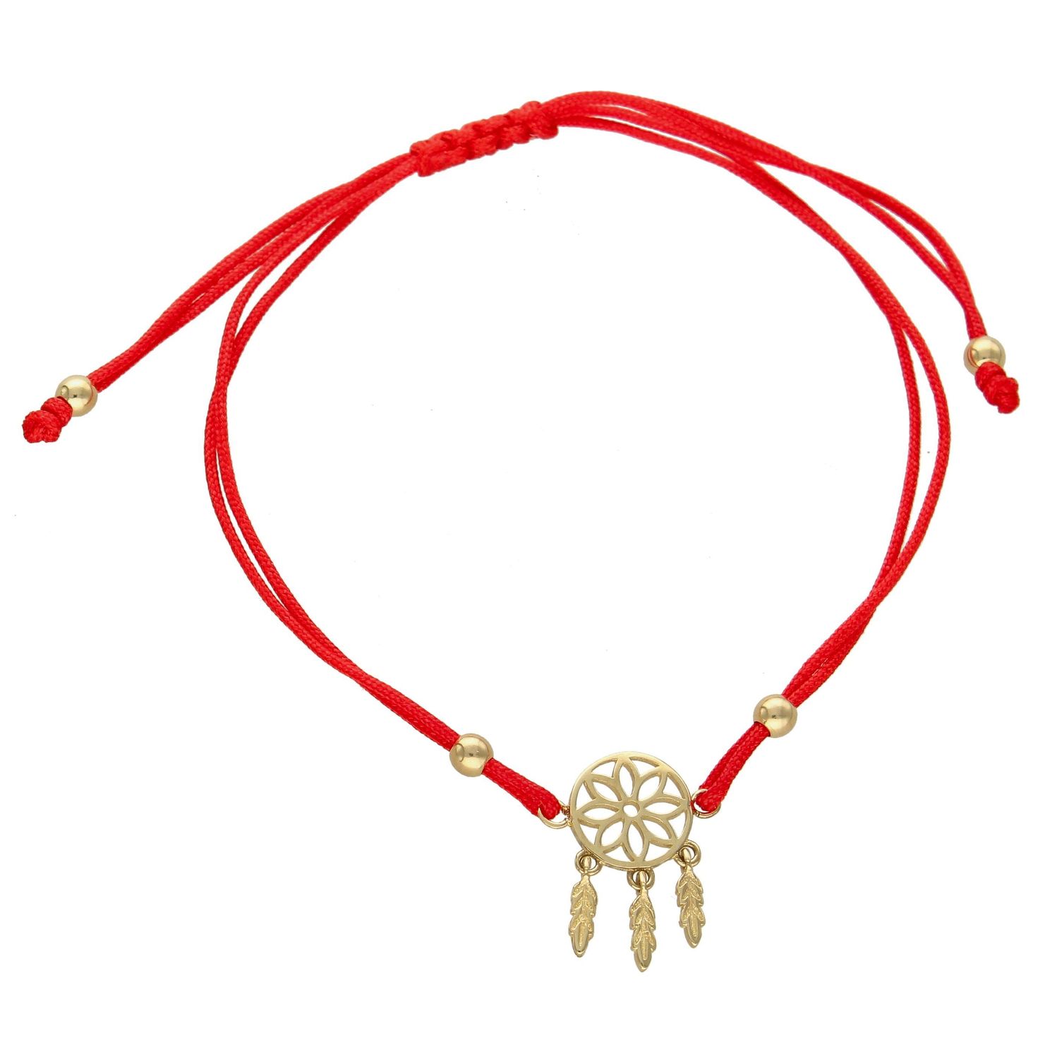 Złota bransoletka na czerwonym sznureczku łapacz snów BR 6612 (1).jpg